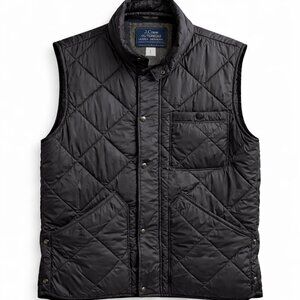 Men’s Black J.Crew Quilted Puffer Vest, Size Large